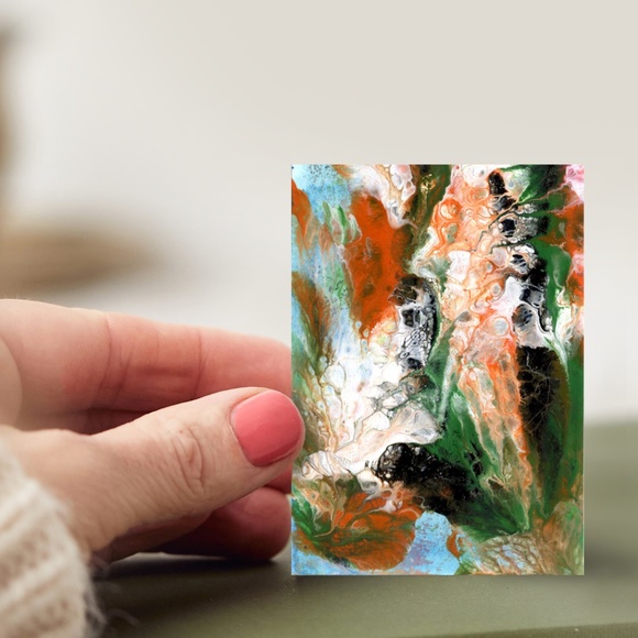 Original ACEO - Miniature Abstract Painting - Organic Abstract 5 - Picture 2 of 5